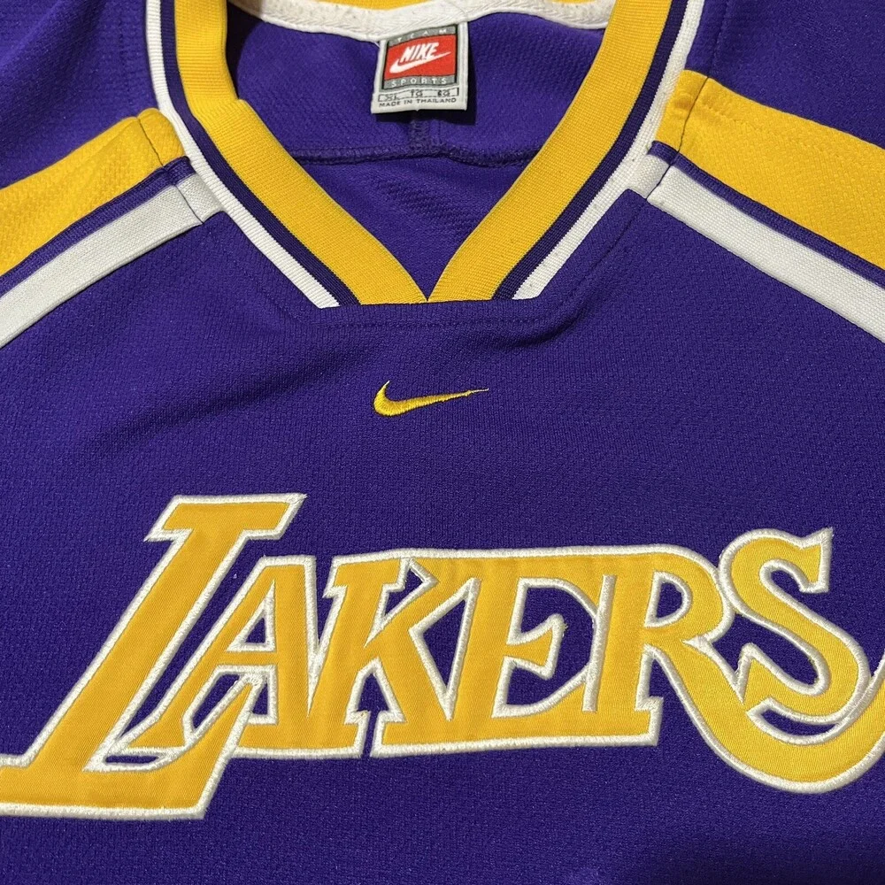Nike Los Angeles LA Lakers Warm Up Jacket Kobe Shaq Jersey Center Swoosh 90s XL